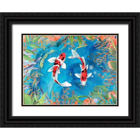 Just Keep Swimming Black Ornate Wood Framed Art Print with Double Matting by The Font Diva