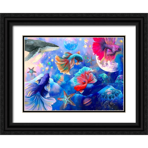 Deep Sea Galaxy Black Ornate Wood Framed Art Print with Double Matting by The Font Diva