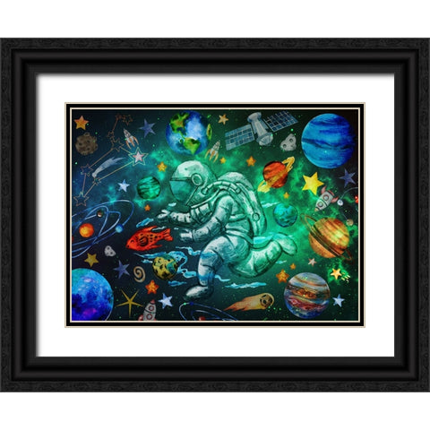 Star Search Black Ornate Wood Framed Art Print with Double Matting by The Font Diva
