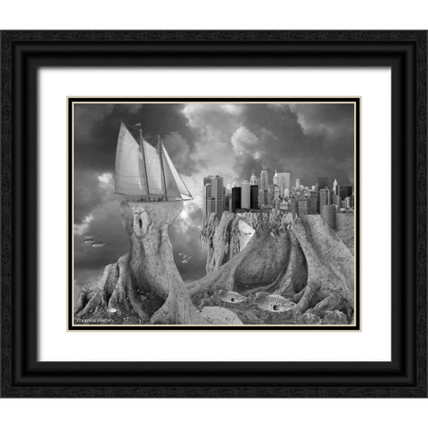 Fish out of Water Black Ornate Wood Framed Art Print with Double Matting by Barbey, Thomas
