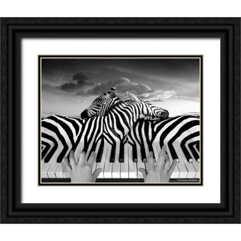 Piano Peace Black Ornate Wood Framed Art Print with Double Matting by Barbey, Thomas