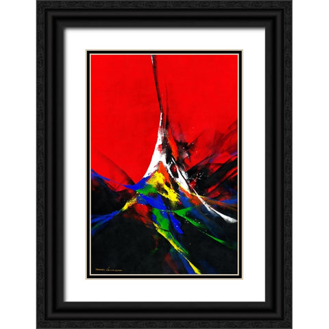 Joy Black Ornate Wood Framed Art Print with Double Matting by Leung, Thomas