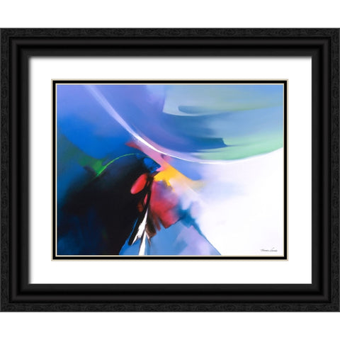 Dancing Color 1 Black Ornate Wood Framed Art Print with Double Matting by Leung, Thomas