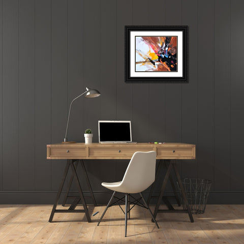 Dancing Color 3 Black Ornate Wood Framed Art Print with Double Matting by Leung, Thomas