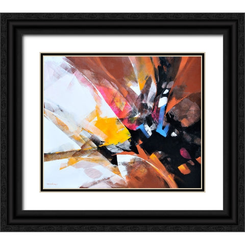 Dancing Color 3 Black Ornate Wood Framed Art Print with Double Matting by Leung, Thomas