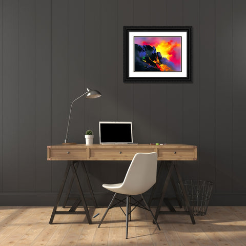 Lavas Descent Black Ornate Wood Framed Art Print with Double Matting by Leung, Thomas