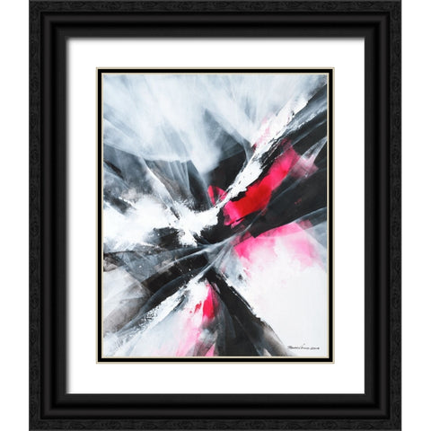 Red Motion Black Ornate Wood Framed Art Print with Double Matting by Leung, Thomas