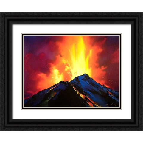 Volcanic Roar Black Ornate Wood Framed Art Print with Double Matting by Leung, Thomas