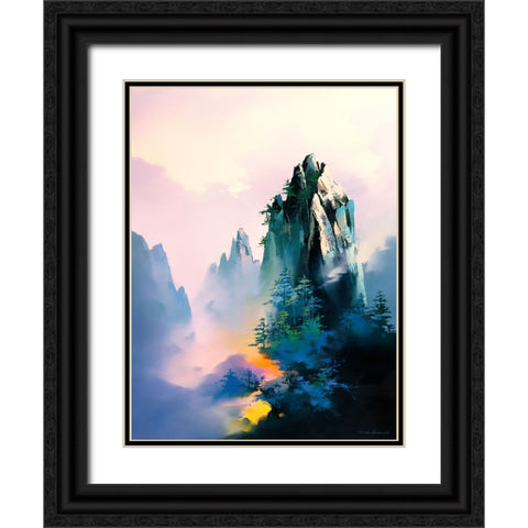 Mountain Glow Black Ornate Wood Framed Art Print with Double Matting by Leung, Thomas