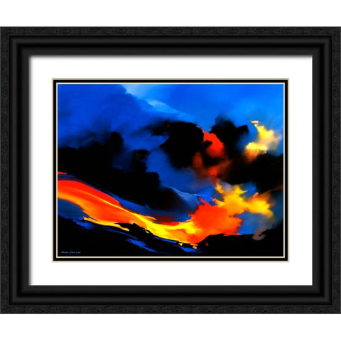 Fire Surf Black Ornate Wood Framed Art Print with Double Matting by Leung, Thomas