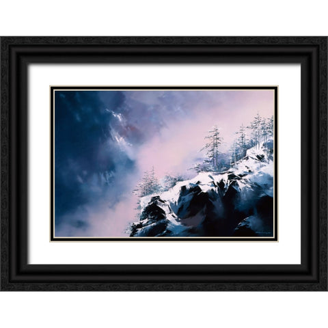 Winter View Black Ornate Wood Framed Art Print with Double Matting by Leung, Thomas