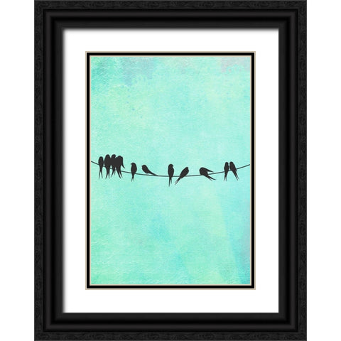 Birds On A Wire Black Ornate Wood Framed Art Print with Double Matting by Lavoie, Tina