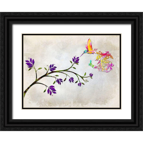 Hummingbird of Paradise Black Ornate Wood Framed Art Print with Double Matting by Lavoie, Tina