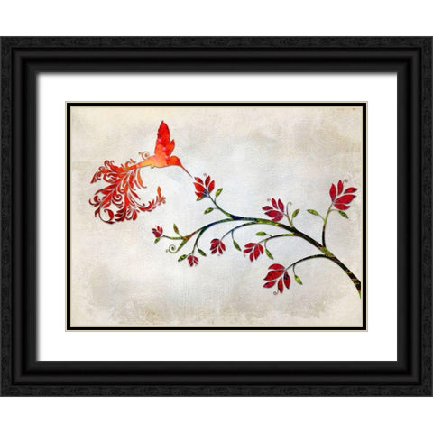 Hummingbird of Paradise Sunset Black Ornate Wood Framed Art Print with Double Matting by Lavoie, Tina