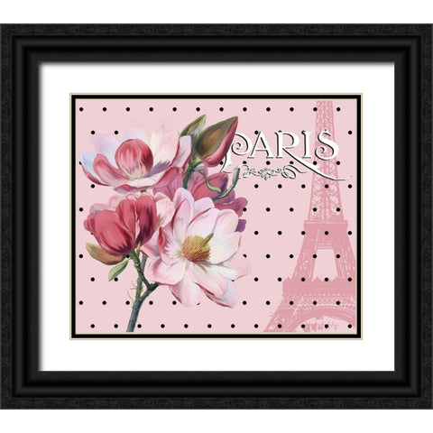 Paris Magnolias I Black Ornate Wood Framed Art Print with Double Matting by Lavoie, Tina