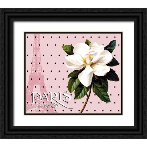 Paris Magnolias II Black Ornate Wood Framed Art Print with Double Matting by Lavoie, Tina