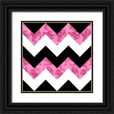Pink Melange Damask Black Ornate Wood Framed Art Print with Double Matting by Lavoie, Tina