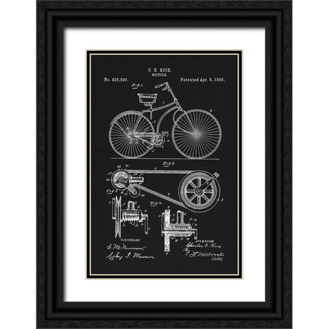 1890 Bicycle Black Ornate Wood Framed Art Print with Double Matting by Lavoie, Tina