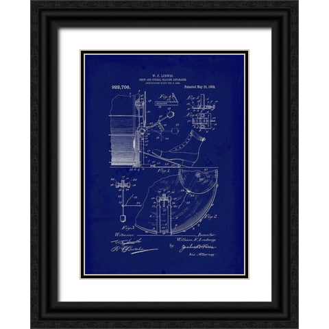 1909 Drum Cymbal Playing Apparatus Black Ornate Wood Framed Art Print with Double Matting by Lavoie, Tina