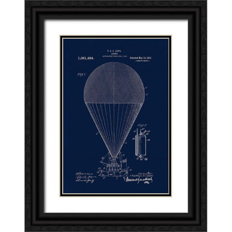 1913 Airship Black Ornate Wood Framed Art Print with Double Matting by Lavoie, Tina
