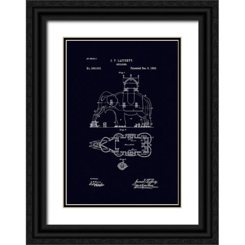 Elephant Building 1882 Black Ornate Wood Framed Art Print with Double Matting by Lavoie, Tina