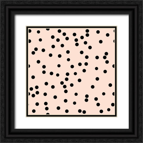 Angel Pink Black Round Confetti Black Ornate Wood Framed Art Print with Double Matting by Lavoie, Tina