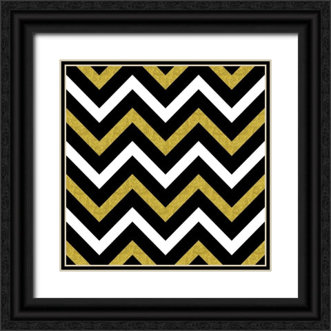 Bling Chevron Black Ornate Wood Framed Art Print with Double Matting by Lavoie, Tina