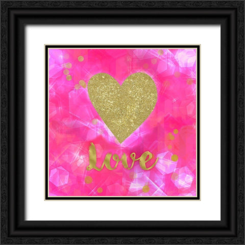 Glitter Love Pink Black Ornate Wood Framed Art Print with Double Matting by Lavoie, Tina
