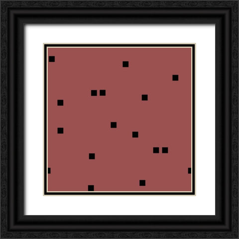 Marsala Black Squares Confetti Black Ornate Wood Framed Art Print with Double Matting by Lavoie, Tina