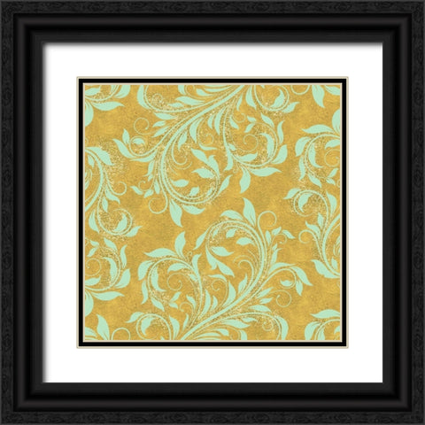Golden Luna Angel Damask Black Ornate Wood Framed Art Print with Double Matting by Lavoie, Tina