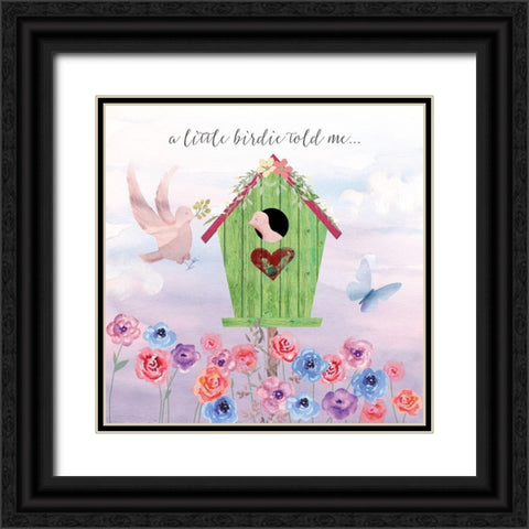 A Birdie Told Me Black Ornate Wood Framed Art Print with Double Matting by Lavoie, Tina