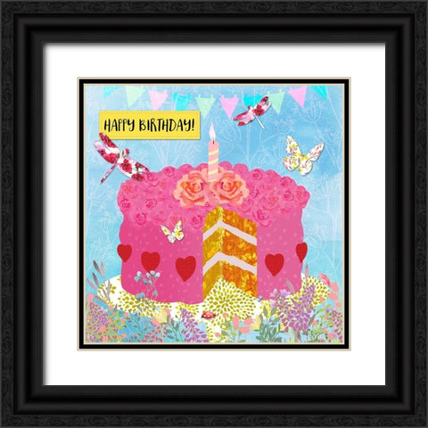 Birthday Garden Party Card Black Ornate Wood Framed Art Print with Double Matting by Lavoie, Tina