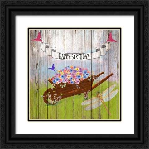 Country Birthday Wishes Black Ornate Wood Framed Art Print with Double Matting by Lavoie, Tina