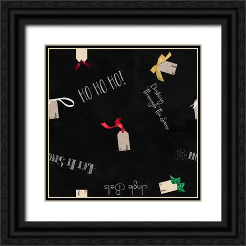 Gift Tag Wrapping Paper Black Ornate Wood Framed Art Print with Double Matting by Lavoie, Tina