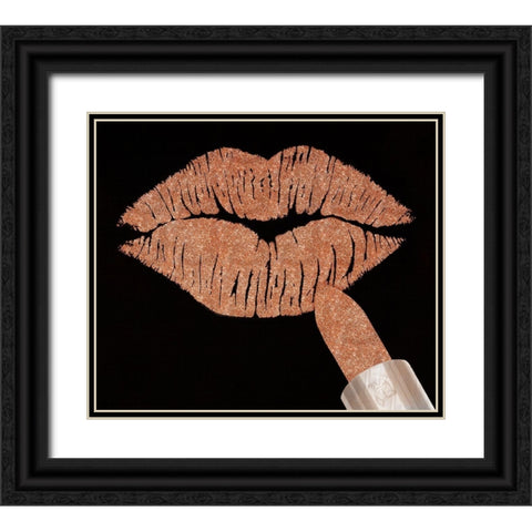 Rosegold Kiss Black Ornate Wood Framed Art Print with Double Matting by Lavoie, Tina