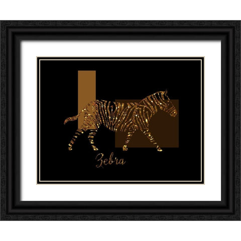 Gilt Zebra Black Ornate Wood Framed Art Print with Double Matting by Lavoie, Tina