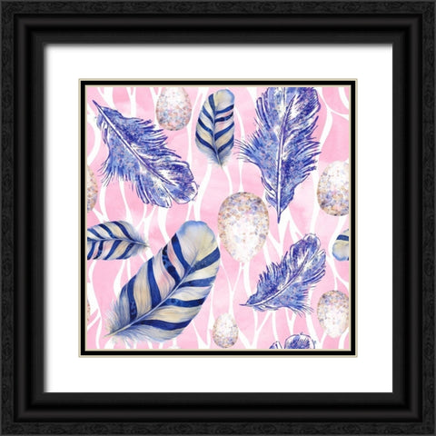 Feather And Egg Pattern I Black Ornate Wood Framed Art Print with Double Matting by Lavoie, Tina