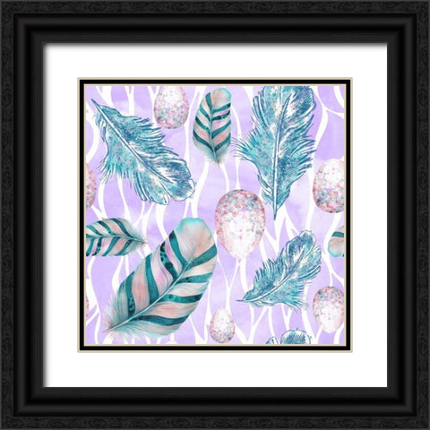 Feather And Egg Pattern II Black Ornate Wood Framed Art Print with Double Matting by Lavoie, Tina