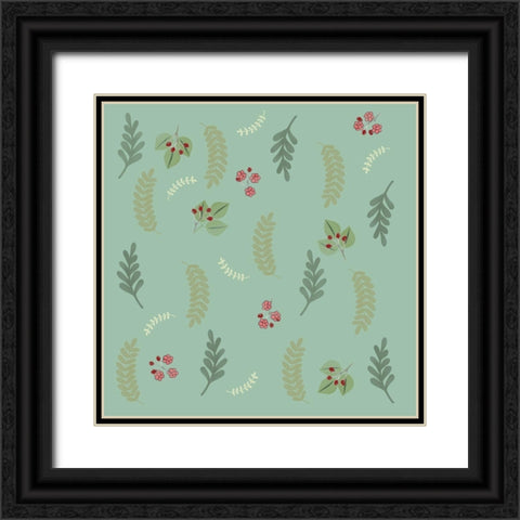Springn Summer Botanical Leaves Black Ornate Wood Framed Art Print with Double Matting by Lavoie, Tina