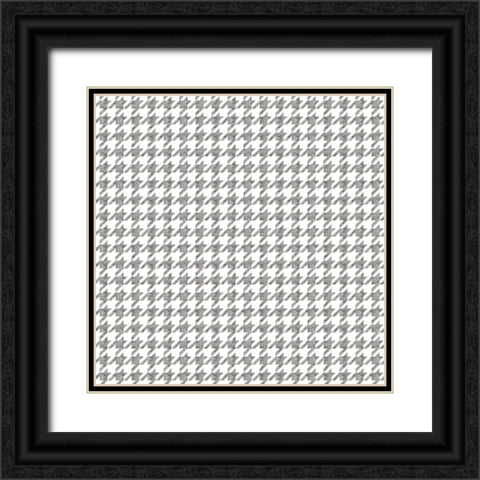 Silver Houndstooth On White Black Ornate Wood Framed Art Print with Double Matting by Lavoie, Tina