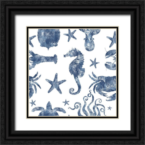 Marine Life Repeating Black Ornate Wood Framed Art Print with Double Matting by Lavoie, Tina