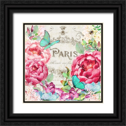 Paris Flower Market II Black Ornate Wood Framed Art Print with Double Matting by Lavoie, Tina
