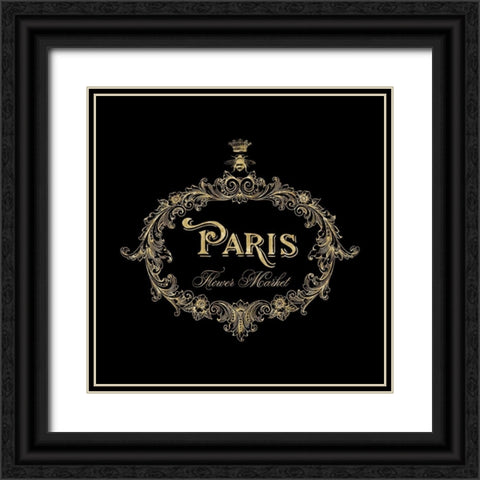 Paris Flower Market In Gold Black Ornate Wood Framed Art Print with Double Matting by Lavoie, Tina