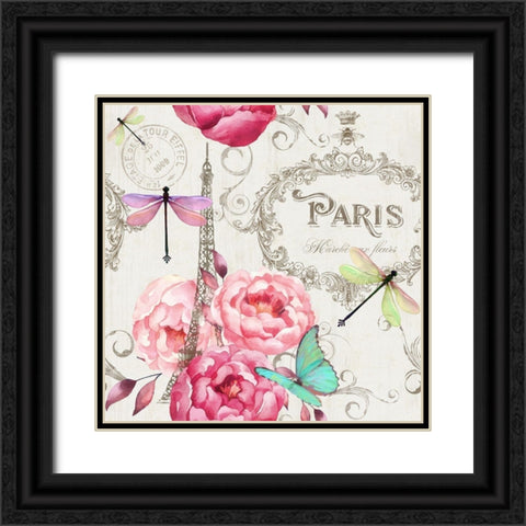 Paris Flower Market Pattern Black Ornate Wood Framed Art Print with Double Matting by Lavoie, Tina