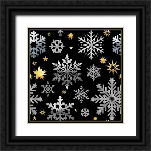 Park Avenue Snowflake Pattern Black Ornate Wood Framed Art Print with Double Matting by Lavoie, Tina