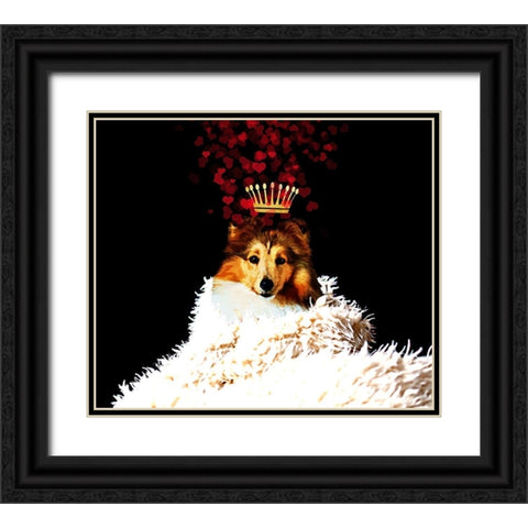 Royal Love Pup - Sheltie Black Ornate Wood Framed Art Print with Double Matting by Lavoie, Tina