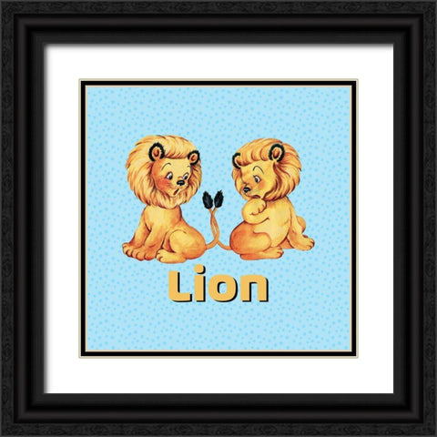 Cute Baby Lions Black Ornate Wood Framed Art Print with Double Matting by Lavoie, Tina