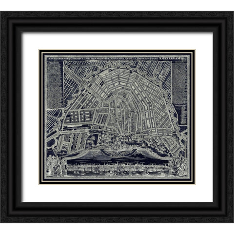 Blueprint Map of Amsterdam 1727 Black Ornate Wood Framed Art Print with Double Matting by Lavoie, Tina
