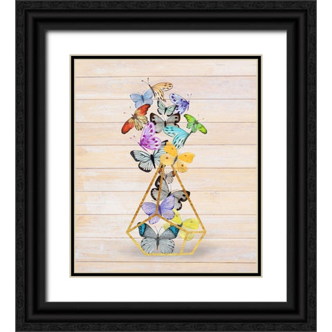 Rustic Butterfly Terrarium Black Ornate Wood Framed Art Print with Double Matting by Lavoie, Tina