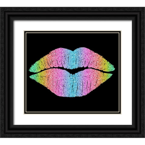 Rainbow Kissing Lips Black Ornate Wood Framed Art Print with Double Matting by Lavoie, Tina